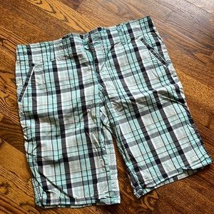 Juniors 13 Blue Plaid Bermuda Shorts Mossimo